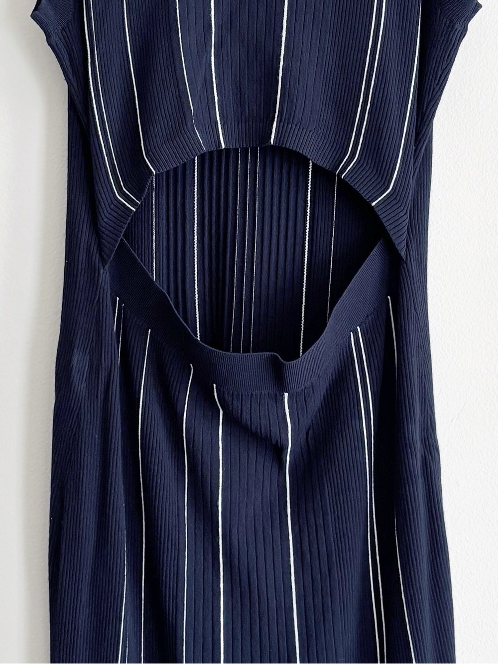 Theory Navy Blue Striped Hankson Ribbed Bodycon Dress Large - Picture 5 of 8